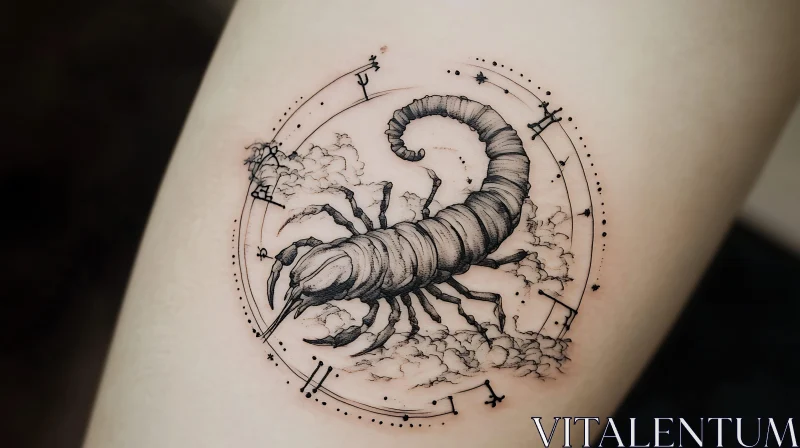 Scorpion and Celestial Tattoo Design AI Image