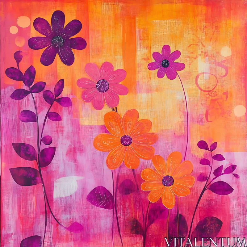 AI ART Botanical Rhapsody in Pink and Orange