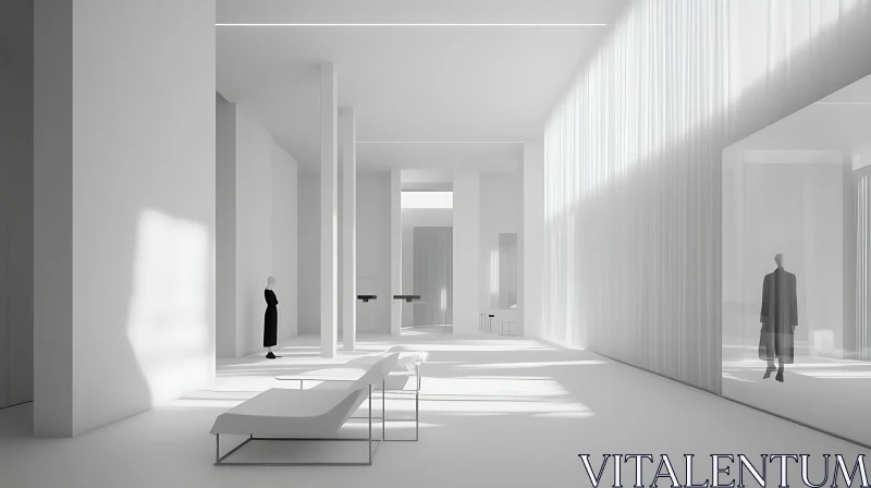 AI ART Monochrome Interior Space with Figures