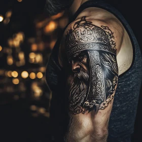 Elaborate Knight Tattoo Design in Monochrome