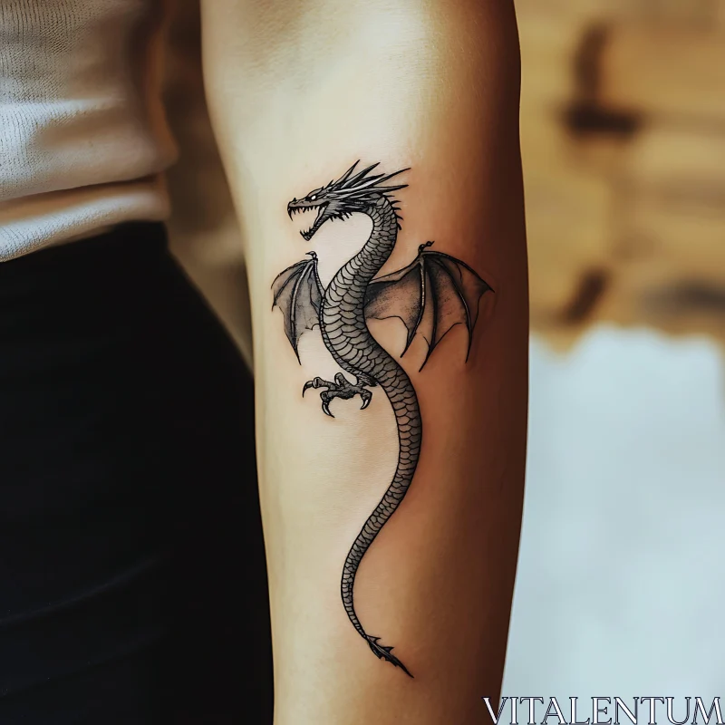 AI ART Mythical Dragon Arm Tattoo Design