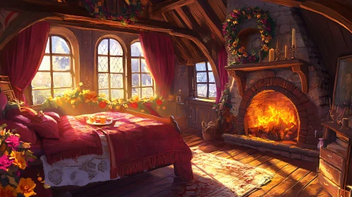 Cozy Interior with Warm Fire