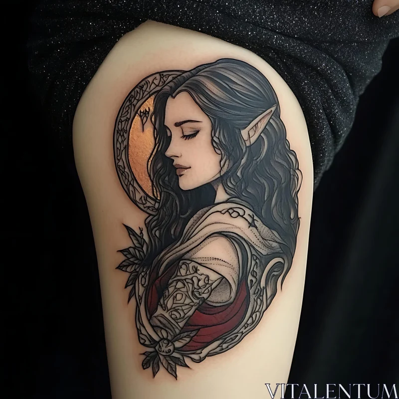 Fantasy Elf Tattoo Art AI Image