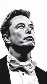 Elon Musk in Elegant Black and White Portrait