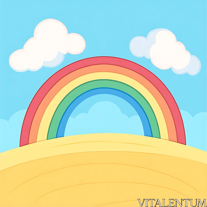 AI ART Rainbow and Clouds Cartoon Illustration