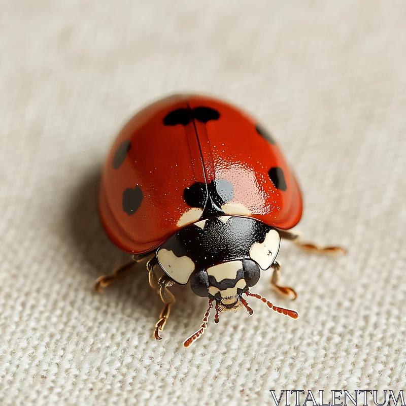 Detailed Close-Up of a Ladybug with Red and Black Spots AI Image