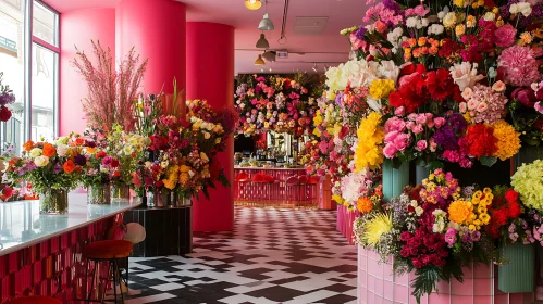 Vibrant Floral Restaurant Decor