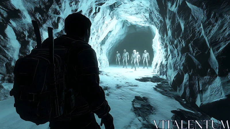 Cave Encounter Sci-Fi Mystery AI Image