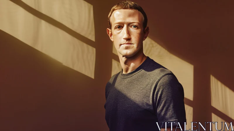 AI ART Detailed Portrait of Mark Zuckerberg with Sunlight and Shadows