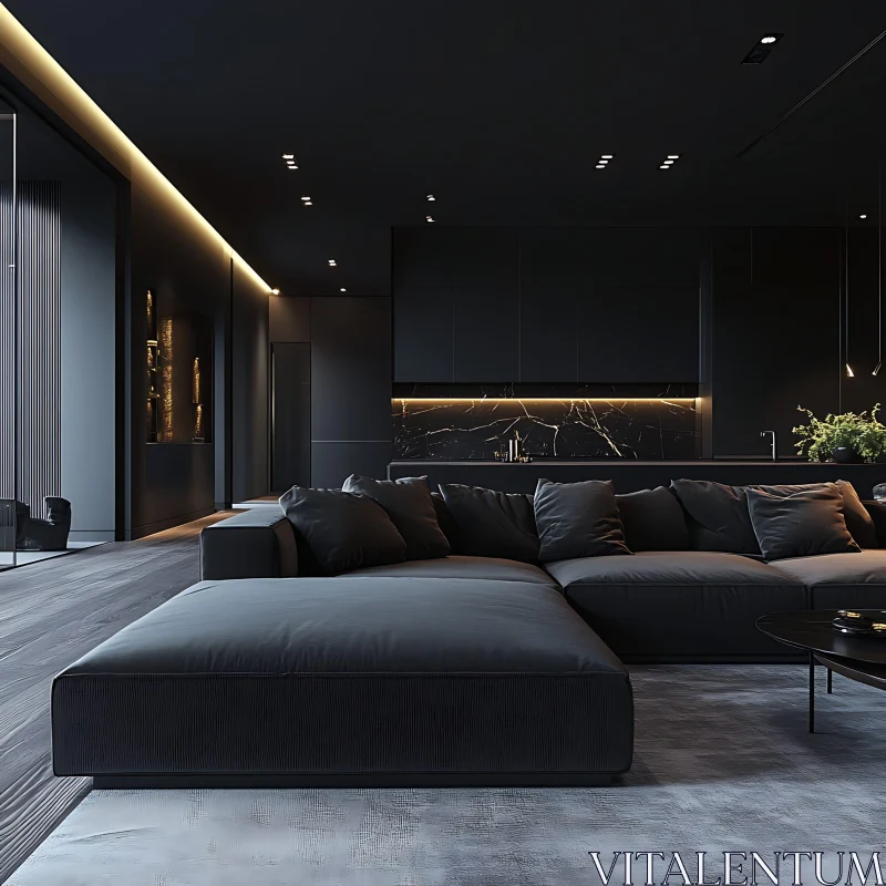 Contemporary Living Room with Sectional Sofa AI Image