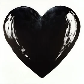 Black Heart Painting on White Canvas