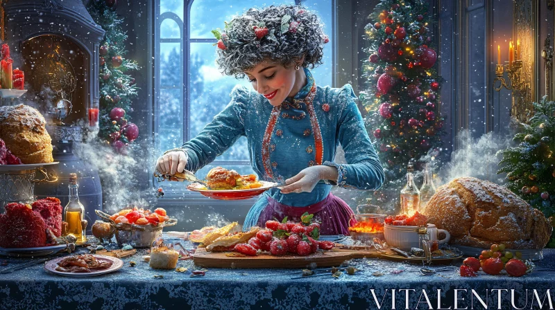 Holiday Feast: A Christmas Celebration AI Image