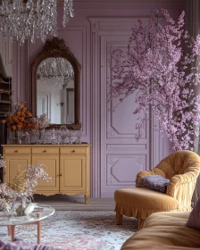 Vintage Room with Soft Lighting and Flowers
