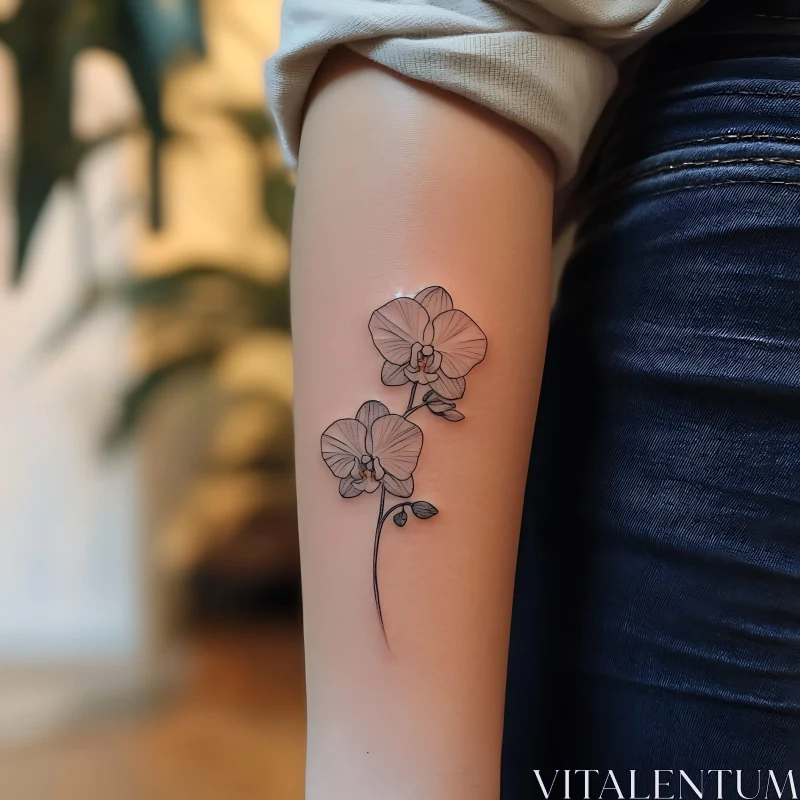 Orchid Flower Tattoo on Arm AI Image