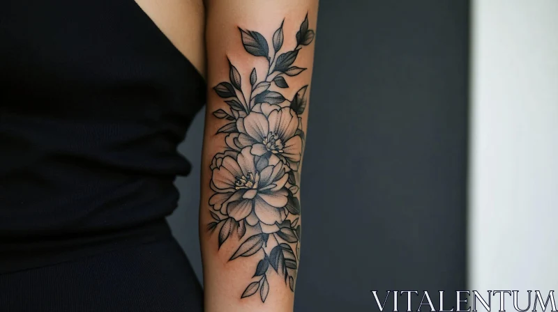 Elegant Floral Tattoo on Arm AI Image