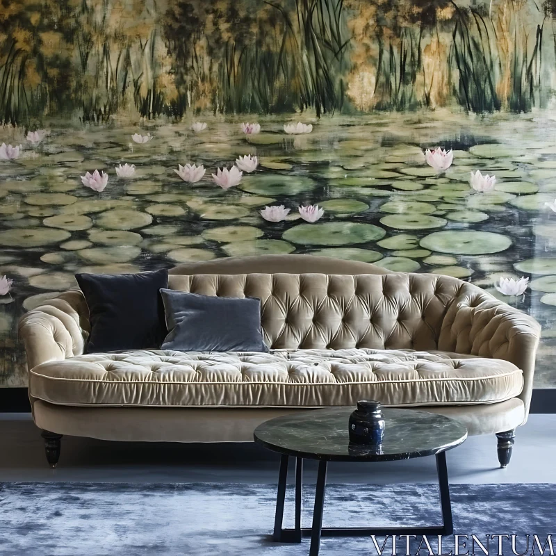 AI ART Serene Lily Pond Interior Design