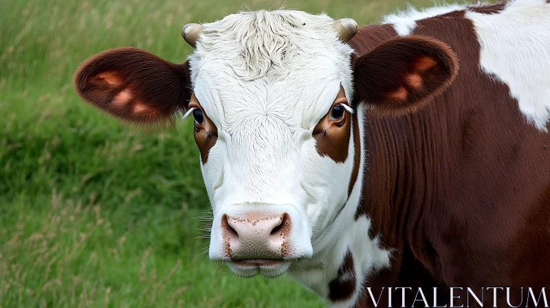 Close-up of a Brown and White Cow AI Image