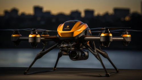 Golden Drone with Backlit Illumination