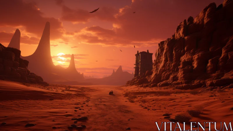 Romantic Fantasy Desert Landscape - Unreal Engine 5 3D Rendering AI Image