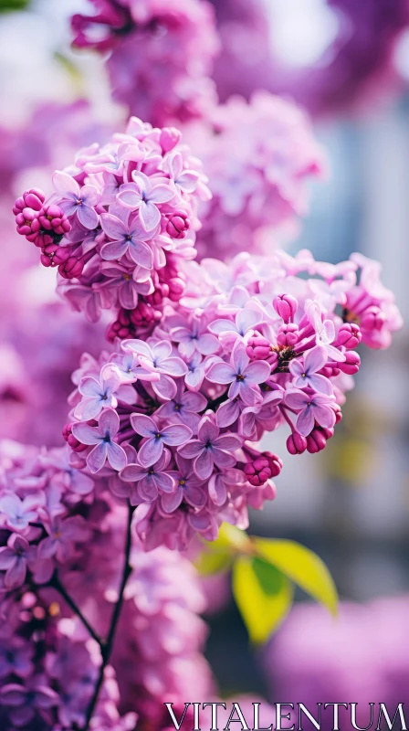 Spring Blossoms: Pink Lilas in Bloom with Bokeh Effect AI Image