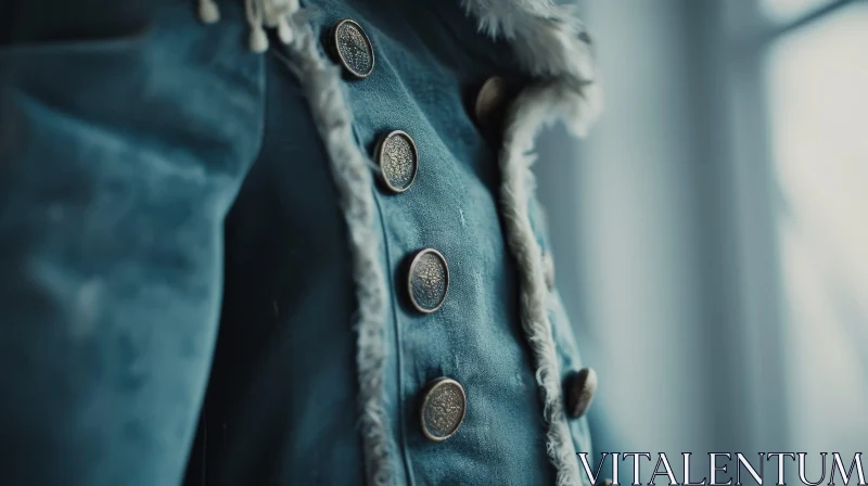 Stylish Blue Coat with Gold Buttons AI Image