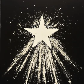 White Star Radiating on Black Canvas