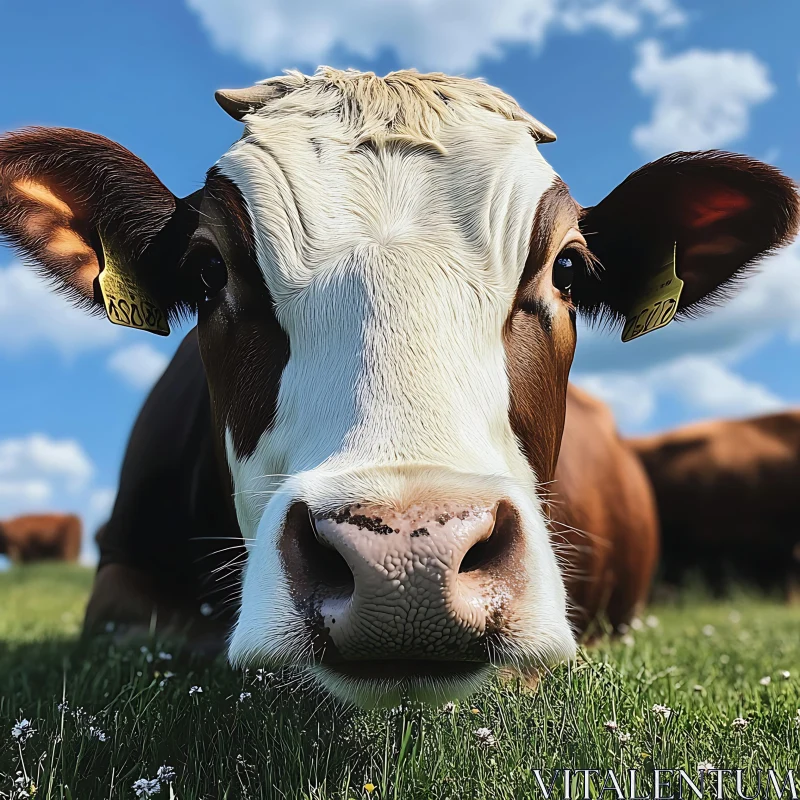 Close-up of Cow in Meadow AI Image