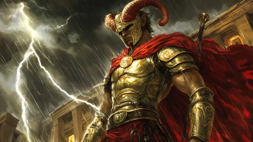 Horned Warrior in the Lightning Storm