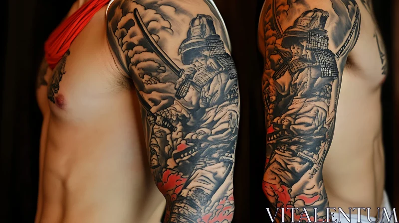 Traditional Samurai Warrior Arm Tattoo AI Image