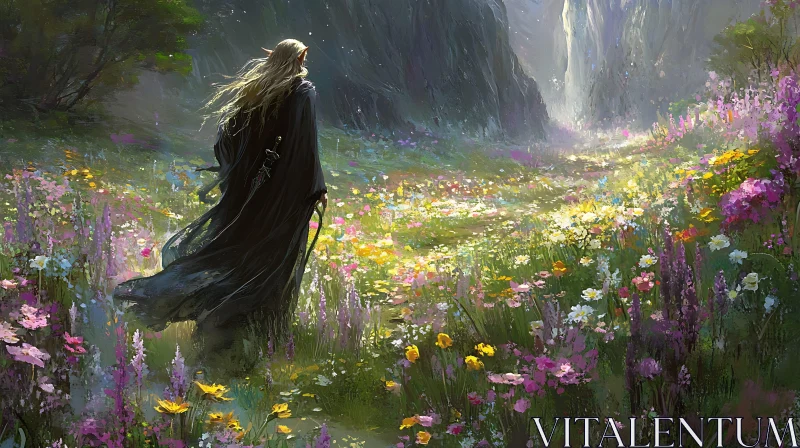 AI ART Elf Among Wildflowers