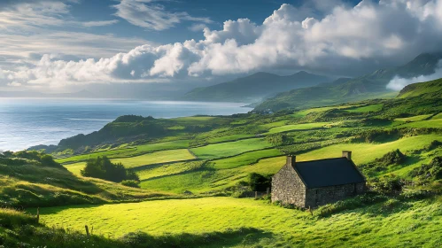 Green Fields and Coastal View