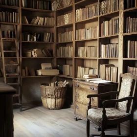 Old Books in Warm Library