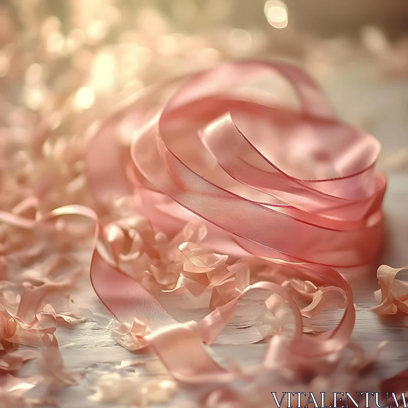 Dreamy Pink Ribbon AI Image