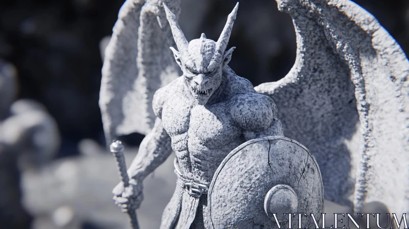 Winged Stone Gargoyle AI Image