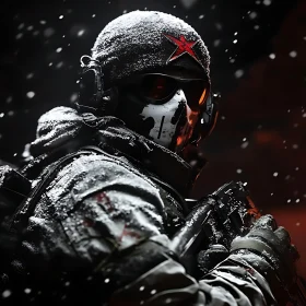 Snow Covered Soldier Portrait