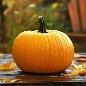 Rustic Pumpkin on Wooden Table