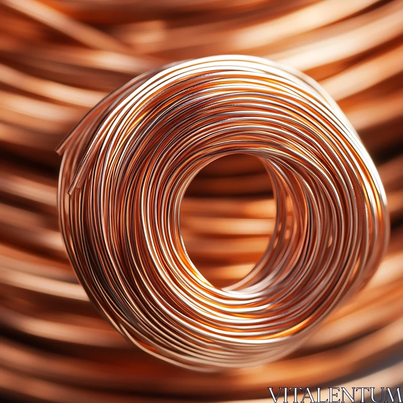 Intricate Coiled Copper Wire Close-Up AI Image