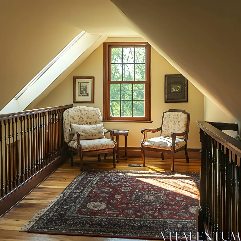 Cozy Attic Sitting Area with Natural Light AI Image