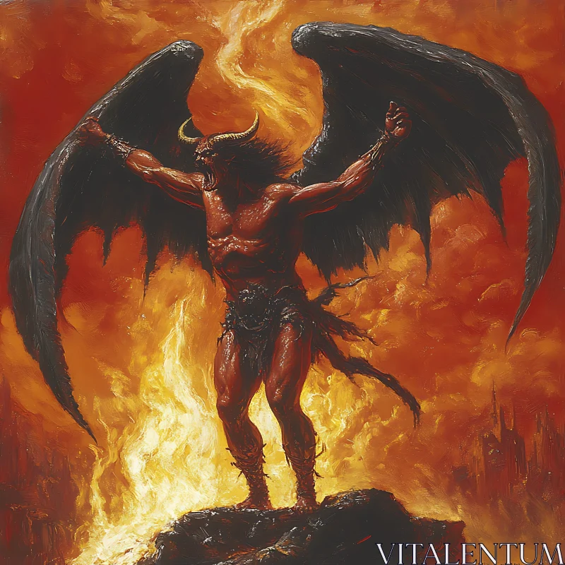 AI ART Demon in Flames: A Portrait of Darkness