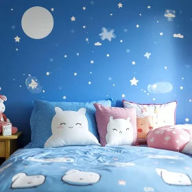 Whimsical Kids Bedroom with Moon and Stars