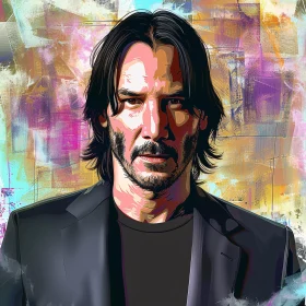 Colorful Keanu Reeves Digital Portrait