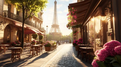 Eiffel Tower View from Cozy Paris Cafe
