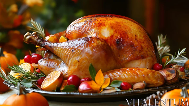 Festive Thanksgiving Turkey Dinner AI Image