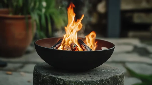 Outdoor Fire Bowl with Fiery Flames