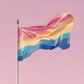 Elegant Rainbow-Colored Flag Flutters