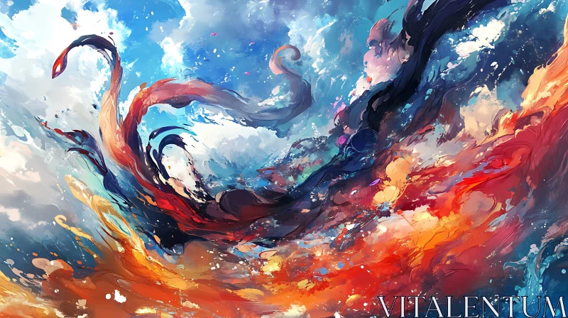 Fluid Swirls in Vibrant Abstract Art AI Image