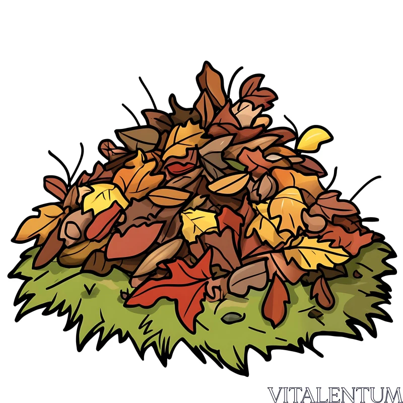 Colorful Fall Leaves Illustration AI Image