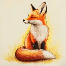 Resting Fox Portrait Illustration