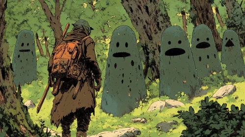 Mysterious Forest Stone Guardians