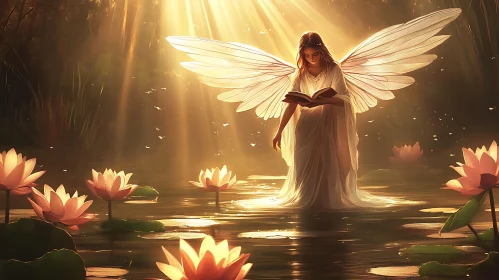 Ethereal Angel in Golden Light